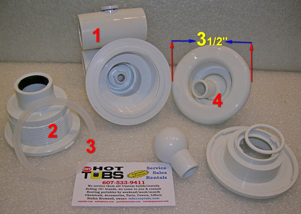 Directional Nozzle, O-ring and Face  (#4) for Hydro-Air Converta'ssage Spa Jets