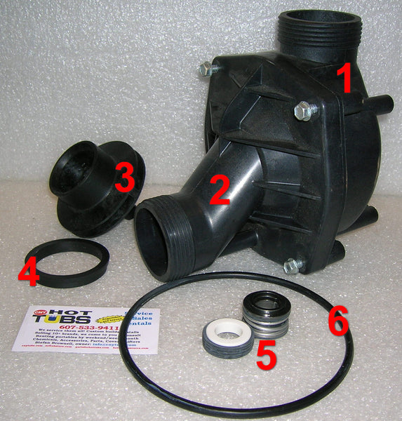 Jacuzzi JCM Spa Pump Housing ONLY (#1, 2 in photo)