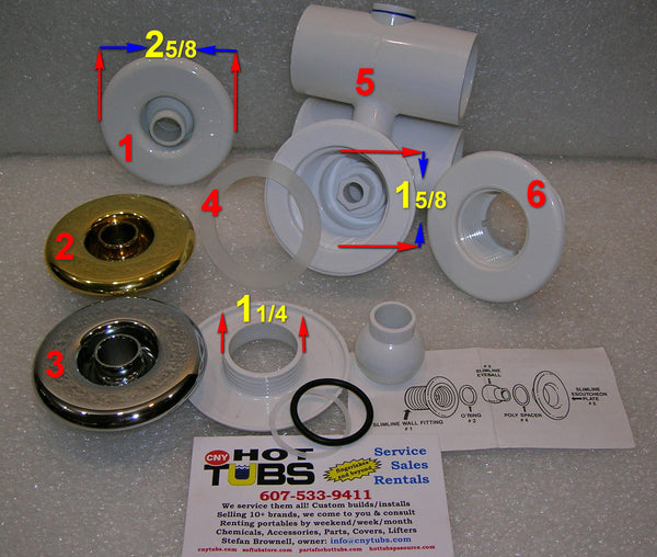 Nozzle Kit (White) for Hydro Air Slimline Spa Jets (#1 IN PHOTO)